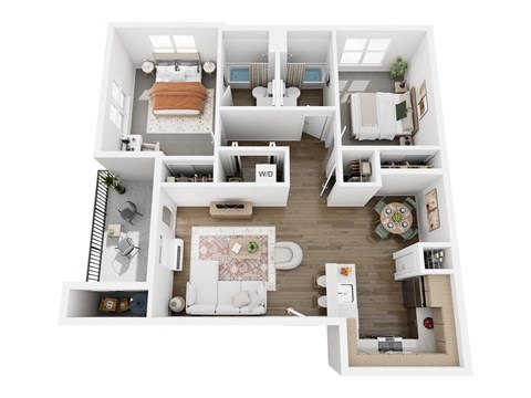 Floor plan for 2 beds, 2 baths, 1062 sqft